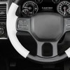 MEWANT DIY Stitched White Leather Steering Wheel Cover Wrap for