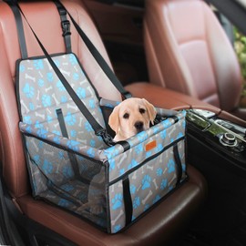 BYGD Pet Dog Booster Seat with Support Rod, Breathable & Foldable Car Basket, Suitable for Small & Medium Pets (Blue & Gray)