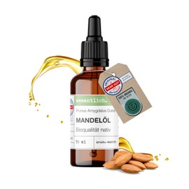 wesentlich. Organic Almond Oil with Pipette 50 ml | Cold Pressed & 100% Pure | Care Oil for Skin, Hair & Face | Natural Cosmetics for Sensitive Skin