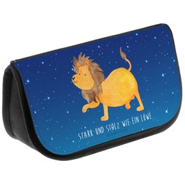 Mr. & Mrs. Panda Cosmetic Bag Zodiac Sign Lion, blue, Hand Drawn