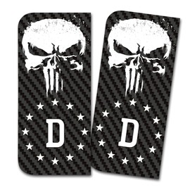 Finest Folia 2 x DE Sticker for Car Number Plate Perfect Fit for EU Field Design Sticker for Tuning Number Plate Car Sticker Car Wash Resistant Weatherproof R166 (03 Punisher Carbon Black)