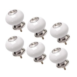sourcing map 6pcs Ceramic Knobs Vintage Knob Drawer Round Pull Handle Furniture Door Cabinet Cupboard Wardrobe Dresser Decorative White
