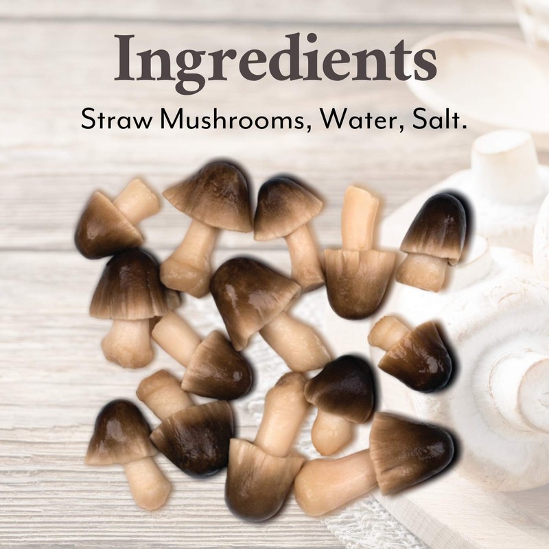 Roland Foods Whole Peeled Straw Mushrooms, Specialty Imported Food, 15
