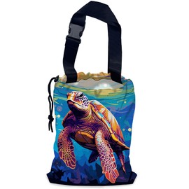 NHNXHWIA Pop Art Turtle Car Garbage Bag,Waterproof Small Car Trash Bag Hanging Back of Seat,Drawstring Hanging Car Trash Bag with Adjustable Buckle for Car Accessories