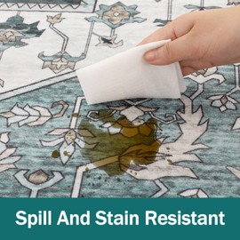 Carvapet Vintage Area Rug Boho Soft Rug Non-Slip and Stain Resistant for Kitchen,Living,bedrooms,hallways,Children's playrooms and Dining Room Carpet Mat(2X10,Blue)