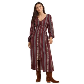 Wrangler Women's Princess Waist Button Front Maxi Dress-112367389 (US, Alpha, X-Large, Regular, Regular, Port)