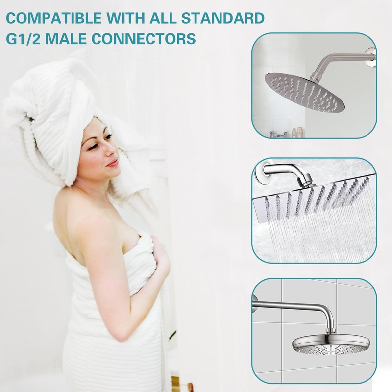 12 Inch Shower Arm with Flange,Stainless Steel 90 Degree Rain