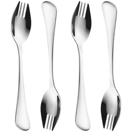 Ouliget Stainless Steel Spoon Fork,Long Handle Salad Forks,Food-grade Flatware Set For Dessert Ice Cream Salad Soup Noodle Spaghetti,Dishwasher Safe,4 Pieces 7.28 Inches