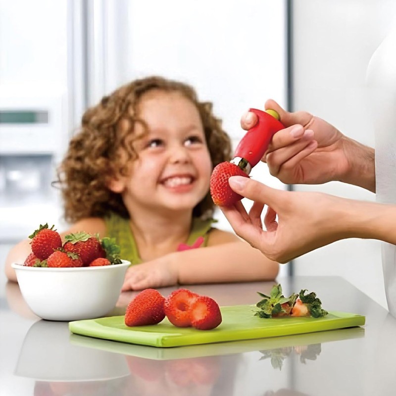 Strawberry Huller,Multi Function Fruit Corers Tool,Red Gem Remover Fruit Corer,Stainless