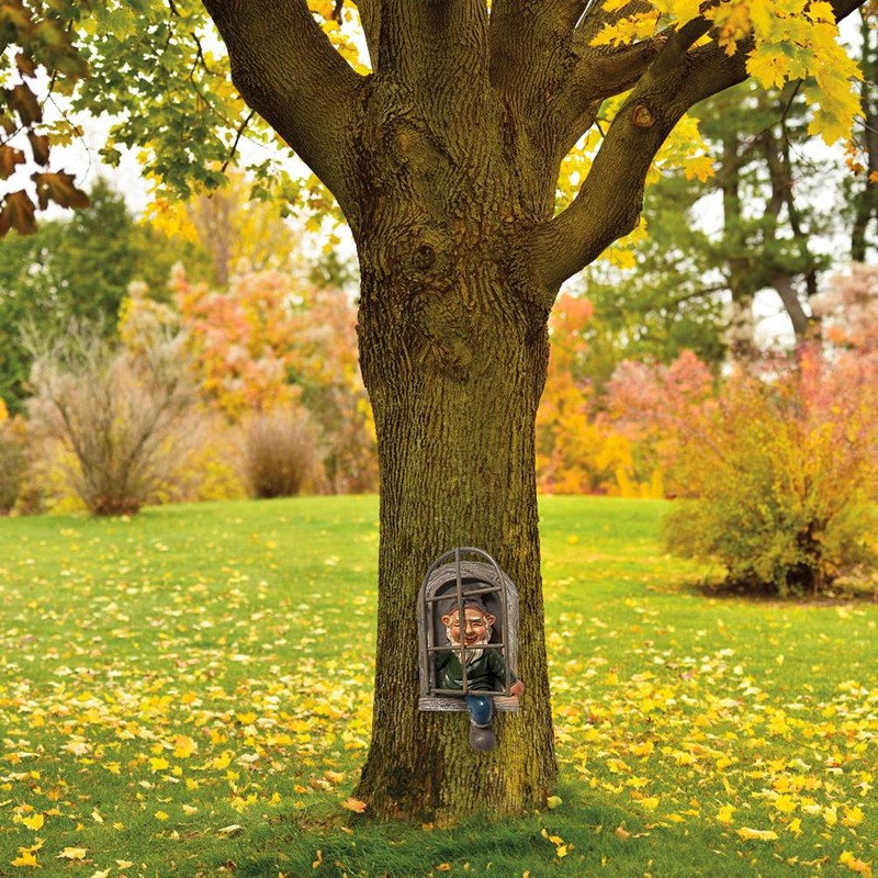 Garden Statue Elf Tree Hugger Yard Art Tree Sculpture for
