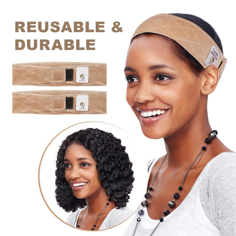 OUDQFCJ 2 Stück Elastisches Perückengriff Perücke Stirnband (Hautfarben)