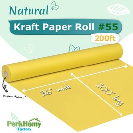 PerkHomy 36" x 2,400" (200') Lemon Yellow Kraft Paper Roll for Craft Bulletin Board Paper Kids Art Table Covering Crafting Gift Wrapping Bouquet Packing Parcel 80GSM 55LB (Lemon Yellow, 36" x 200')
