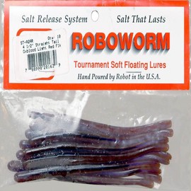 ROBOWORM 4.5" Straight Tail Worm / 10 Pack/Oxblood Light/RED FLK.
