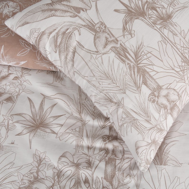 Sleepdown Tropical Monkey Natural Brown Reversible Duvet Cover Quilt Bedding