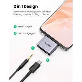 UGREEN 70312 2-in-1 USB C to C and 3.5mm Adapter (V28-ACBUGN70312)