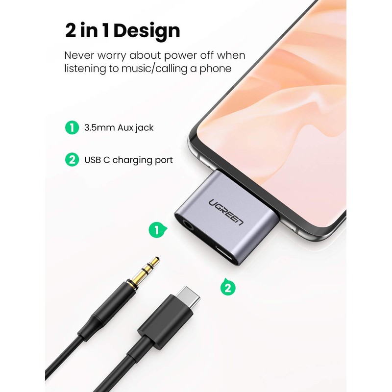 UGREEN 70312 2-in-1 USB C to C and 3.5mm Adapter