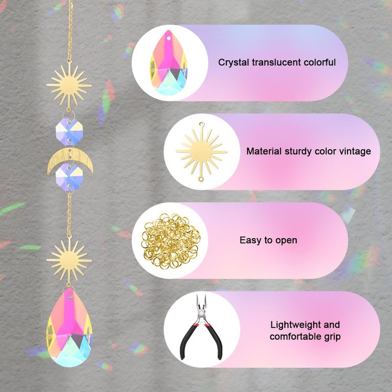 OFFCUP Crystal Suncatchers, 200Pcs Gold Sun Catchers, Rainbow Maker Crystal