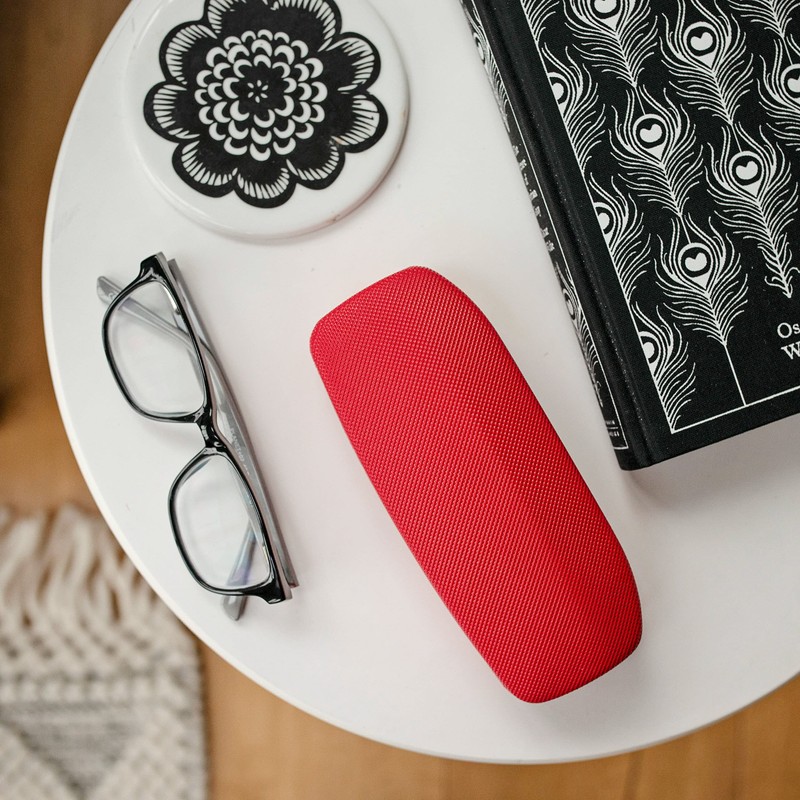 LAGO TERRA Protective Easy-Open Hard Shell Glasses Case - Red