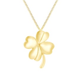 AFFY Four Leaf Clover Pendant Necklace in 14k Yellow Gold Over Sterling Silver