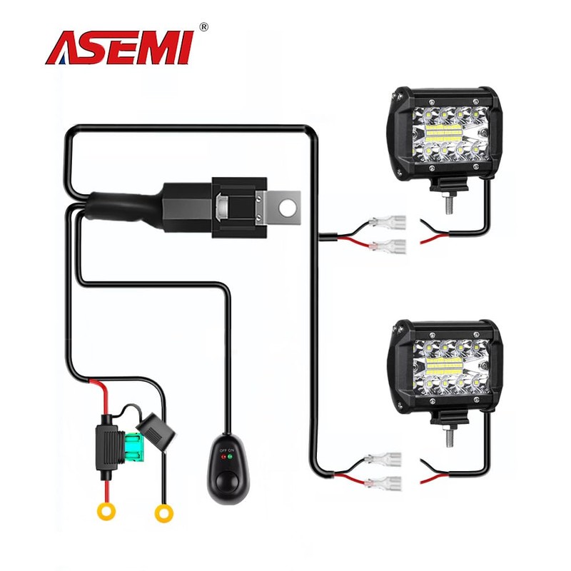 ASEMI LED Light Bar Wiring Harness Kit 2 Leads 20AWG