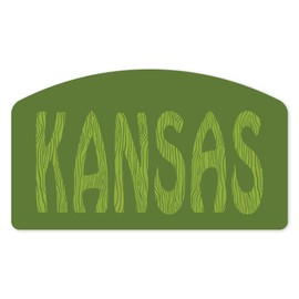 Die Cut Sticker Kansas, Outdoor Typography, Woodgrain Type Vinyl Sticker, (Waterproof Decal for Cars, Water Bottles, Laptops, Coolers), Large