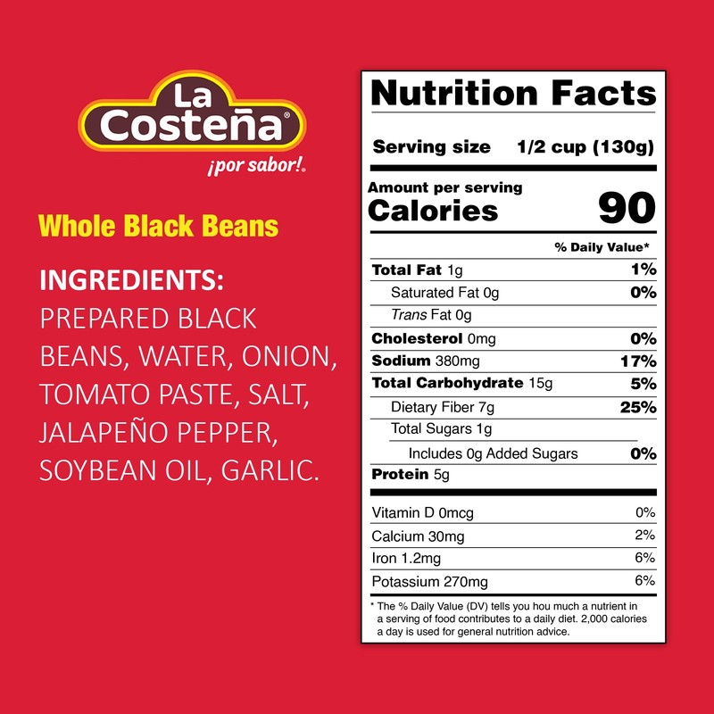 La Costena Whole Black Beans 560g (Pack of 3)