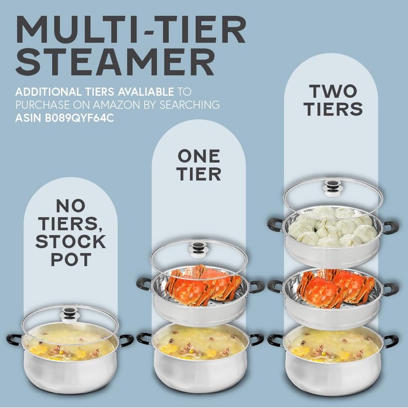 Concord 30 CM Stainless Steel 3 Tier Steamer Pot Steaming