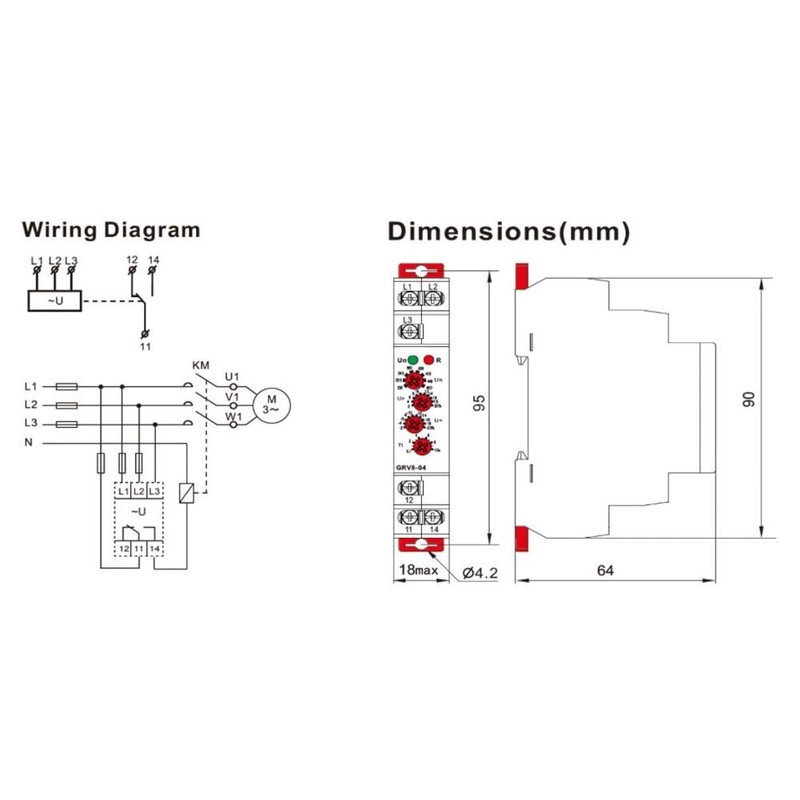 GRV8-04 M265 Voltage Relay 3-Phase Voltage Monitoring Relay Phase Sequence