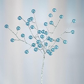 Factory Direct Craft Artificial Blue Pearl Bead Wired Sprays | 4 Sprays | for Corsages and Accenting