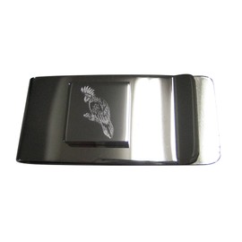 Kiola Designs Silver Toned Square Etched Cockatoo Bird Money Clip