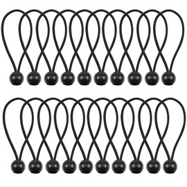 Nivofu 20 PCS Ball Bungee Cords,Elastic Canopy Tarp Ties,Elastic String with Ball,Heavy Duty Black Tie Down Cords for Tents,Tent Tarps, Cargo, Camping, Holding Hoses and Wire