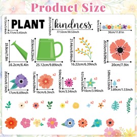 Wildflowers Bulletin Board Decorations Set Back to School Classroom Flowers Bulletin Board Plant Kindness Paper Cutout Floral Blackboard Border for Nursery Preschool Home Office Wall Door Decor