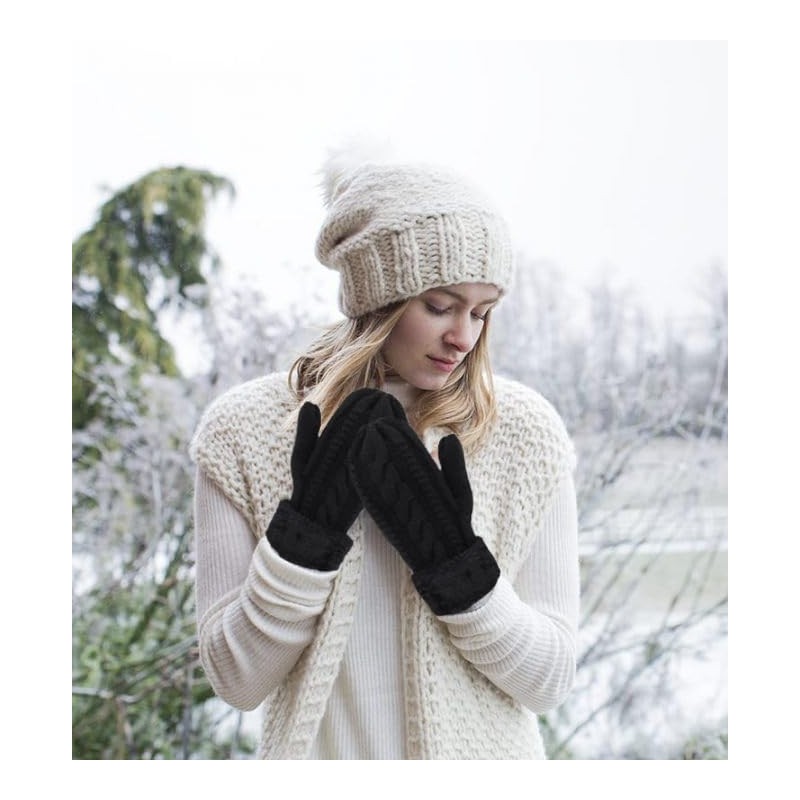 Eohak Winter Warm Mittens for Women - Knit Gloves Soft