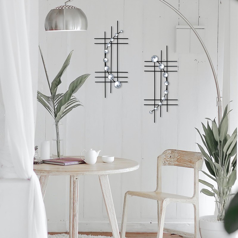 ZEXUIRU 2 Set Bling Metal Wall Art Jeweled crystal Hang