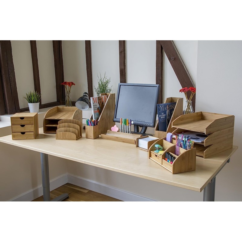 OSCO Bamboo Organiser | 6 Compartments | Office Tidy |