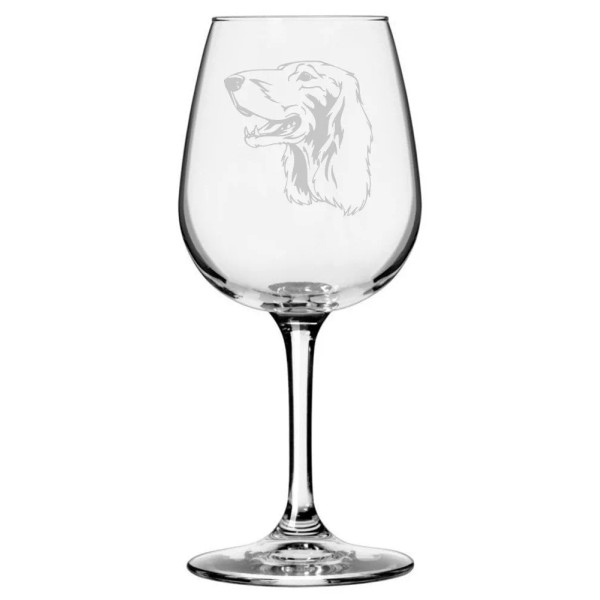 Etched Laser Art Irish Setter Dog Themed Etched 12.75oz Wine