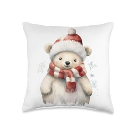 Icebear theme Christmas Danish Design Polar Bear Winter Throw Pillow, 16x16, Multicolor