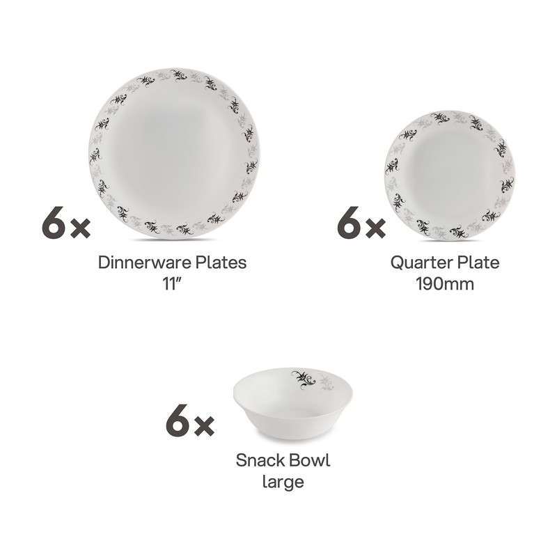 Cello Regal Collection 18 pc Dinnerware Set, Service for 6,