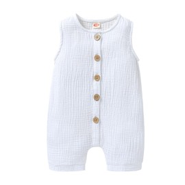 Cecobora Infant Newborn Baby Boys Girls Cotton Linen Romper Summer Jumpsuit Sleeveless Overalls Clothing Set