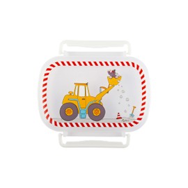 SIGIKID 25267 Bodo Excavator Lunch Box, BPA-Free, Safe, Lightweight, with Clip Closure, Lunch Box with Insert - for Snack, Breakfast, Nursery, for Children from 2 Years, Yellow/Bodo Excavator 17 x 11