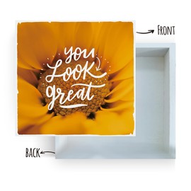 Inspirational Quotes You Look Great Sign, Uplifting Positive Wooden Box Desk Decor,Inspirational Wood Block Sign for Home Girls Room Dorm Office Desk Shelf Sunflower Table Sign Decoration