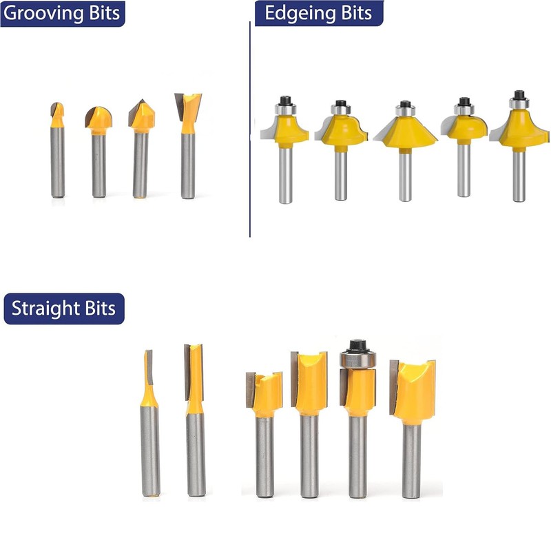 Ozmatip Router Bits Set of 15 Pieces 1/4 Inch Woodwork