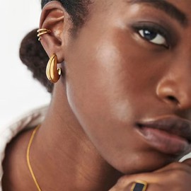 Gold Clip on Earrings Cartilage Earrings for Women Ear Cuffs for Women Non Piercing Silver Cuff Earrings 14K Gold Huggie Hoop Earring Gold Jewelry, Small, Copper, No Gemstone