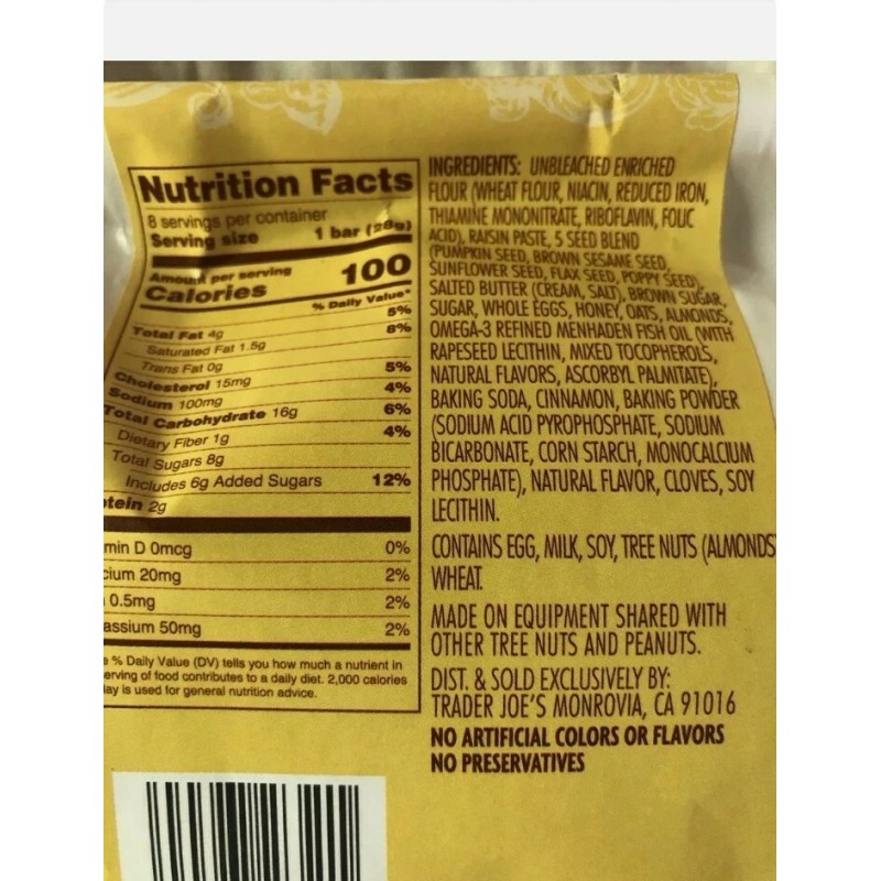 Trader Joe's 2 Packs Trader Joe's Five Seed Almond Bars