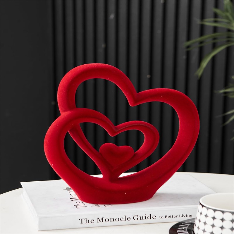 AWNR Red Heart Hands Sculpture,Small Shelf Decor,Tv Stand Decor Items