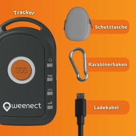 Weenect Silver - GPS-Notfallknopf für Senioren | Keine Entfernungsbegrenzung | 7 Tage Akkulaufzeit | SOS-Knopf | Notruftelefon | 2G | Funktioniert mit abonnement
