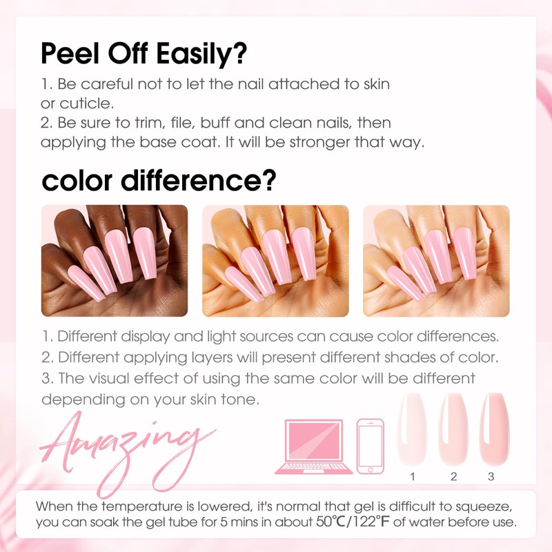 ROSALIND Poly Nail Gel Set 6 Colors 10ml UV/LED Long-Lasting