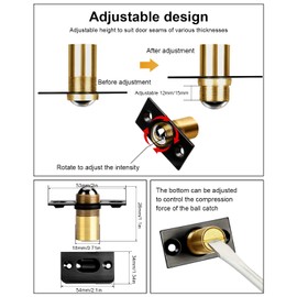 Closet Ball Door Catch Hardware Jiayi 2 Pack French Door Ball Catch Closet Ball Latch for Top of Door Adjustable Ball Catch Drive in Ball Latch for Invisible Pantry Ball Bearing Door Latch Black