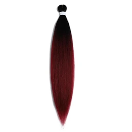 BALINGHAIR Braiding Hair Pre-Stretched High Temperature Synthetic Fiber Braid Hair Ombre Black to Burgundy Red (B8-1Pack)