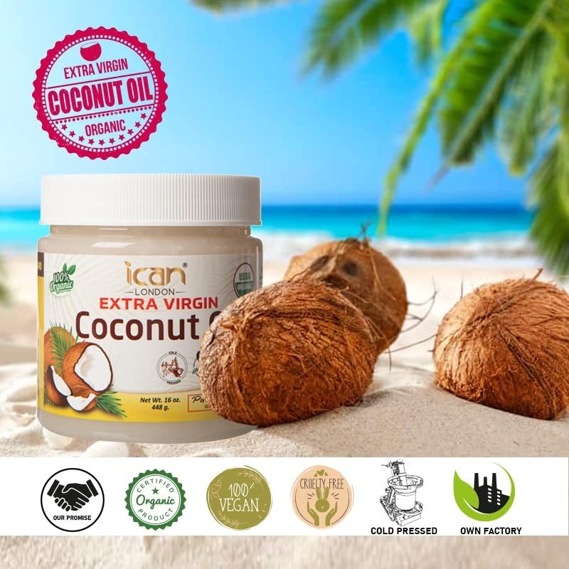 ICAN LONDON 100% NATURAL PURE & UNREFINED COCONUT OIL 16oz